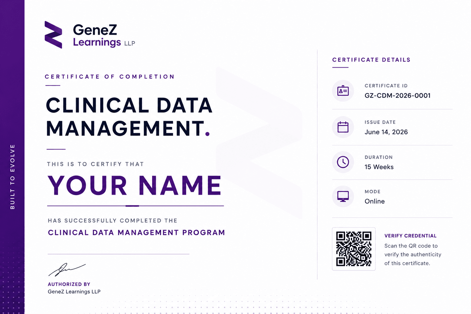 GeneZ certificate front